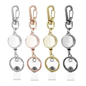 lot 20127 image: 4 PCS Retractable Keychain,Key Chain Ring Badge Holder, Stretchable Hanging Lanyard with Carabiner Hook,Badge Reel Clip with Retractable Rope(Silver, Rose Gold, Gold, Black)