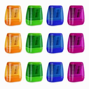 lot 20146 image: 8 Pcs Manual Pencil Sharpener for School Office Home Pencil Sharpeners for Kids with Lid Colored Compact Dual Holes Portable Handheld Plastic Pencil Sharpener for Adults Students Class Home Office