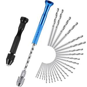 lot 20159 image: Mudder 27 Pieces Pin Vise Hand Drills Bits Set Semi-automatic Spiral Rotary Tool with 25 Pcs 0.5-3 mm Micro Twist Drill Bits for Resin Polymer Clay Craft DIY Jewelry Electronic Assembling