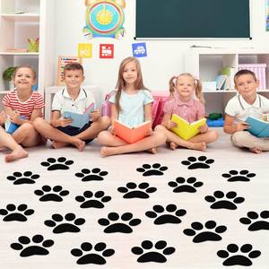 lot 20177 image: ReliThick 30 Pcs Large Paw Print Stickers Floor Decals, Black