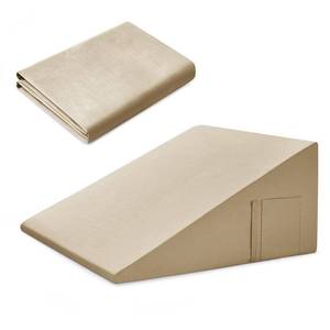 lot 20184 image: Yvrcen Cotton Wedge Pillow Cover, 24 x 24 x 10, Beige