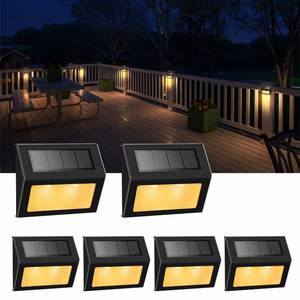 lot 20197 image: XLUX Warm White Solar Lights for Deck Step Fence, Black SST Housing, 6 Pack