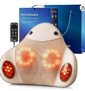 lot 19332 image: UieSian Asdys Back Massager with Heat, 4D Shiatsu Kneading Deep Tissue Electric Massager for Neck Shoulder Leg Back, Portable Rechargeable Cordless for Home Office Sofa Bed, for Men Women Mom Dad