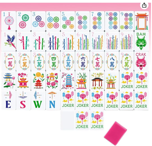 lot 1161 image: Simgoing Mahjong Tile Set 160 Travel Size Mini Floral Mahjong Tiles 1.2 Inches with Clear Storage Box Portable Chinese Game for Adults Family