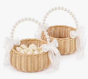 lot 2257 image: 2 Pack-Flower Girl Basket for Weddings