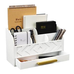 lot 19386 image: ZALIOJI Wooden Desk Organizer Mail Organizer Countertop, Desktop Organizer Mail Sorter Mail Holder Bill Organizer for Desk, Desk Organizers and Accessories for Women (White)
