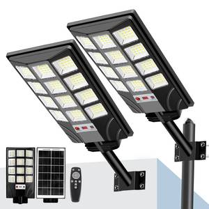 lot 19398 image: Solar Street Lights Outdoor Waterproof, 20000LM 6500K LED Motion Sensor Lights, Dusk to Dawn Solar Flood Lights with Remote, Solar-Powered Parking Lot Light, Commercial Area Lighting for Outside 2Pack