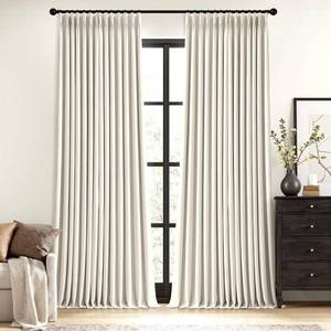 lot 19400 image: MIULEE Natural Pinch Pleated 100% Blackout Linen Curtains 40x98 Inches