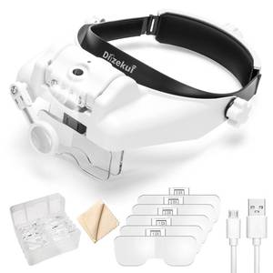lot 19405 image: Dilzekui Magnifying Glass with Light 1X-14X, Rechargeable Headset Magnifier