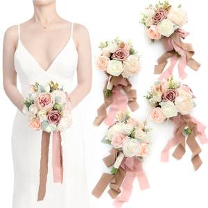 lot 19412 image: Lings moment 4-Pack Dusty Rose Bridesmaid Bouquets 7-inch