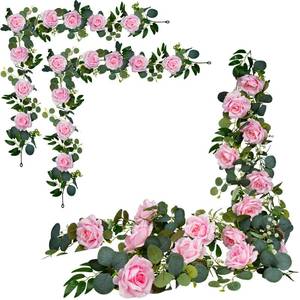 lot 19414 image: AuroraAria Artificial Flower Garland, Pink Rose Eucalyptus Vine, 2 Pack 12 ft Total, 6 ft Each, for Wedding Arch, Bridal Shower Backdrop, Table Centerpiece Decor, Home Decor