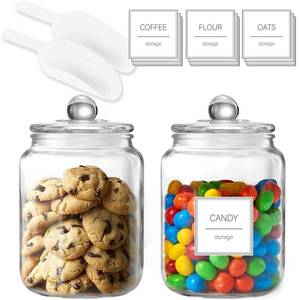 lot 19419 image: FyndraX Half Gallon Large Glass Jars with Lids, Airtight Storage Clear Containers for Cookie, Candy, Flour, Sugar, Coffee, Food Organization Canisters for Kitchen, Laundry Room and Pantry, Set of 2