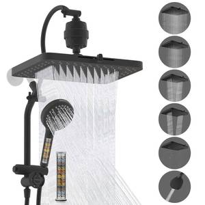 lot 19420 image: Hibbent 5-spray Dual Filtered Rainfall Shower Head with 10 Spray Handheld