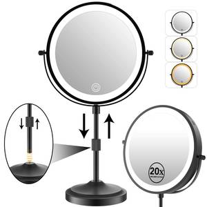lot 19425 image: 9 Tall Lighted Makeup Mirror with Lights and 1X 20x Magnification, Black