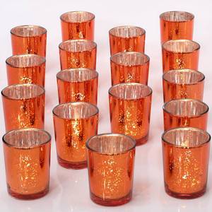 lot 19442 image: DARJEN 22Pcs Orange Votive Candle Holders Tea Lights Candles Holders