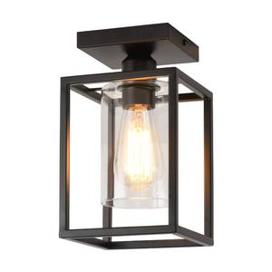 lot 19444 image: IHENGYANLT 1 Pack Semi Flush Mount Black Metal Frame Ceiling Light with Clear Glass Shade, Farmhouse Fixture for Kitchen, Island, Entryway, Porch, Foyer, Dining Room