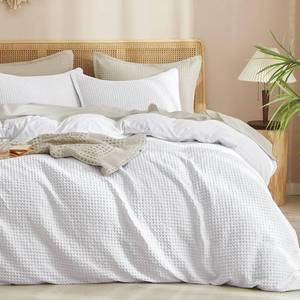 lot 19450 image: PHF Waffle Duvet Cover Queen, Ultra Soft & Breathable, 90x90, White