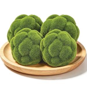 lot 19454 image: Daieeparty 4Pcs Artificial Moss Balls Green Fake Moss Globes(3.94.7)