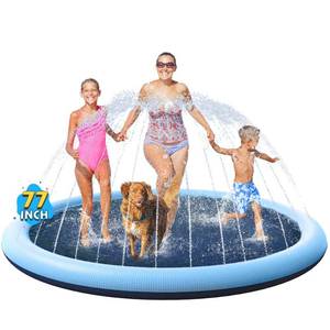 lot 19461 image: VISTOP Non-Slip Splash Pad for Kids and Dog, Thicken Sprinkler Pool Summer Outdoor Water Toys - Fun Backyard Fountain Play Mat for Baby Girls Boys Children or Pet Dog (77 inch, Blue&Blue) (USED)