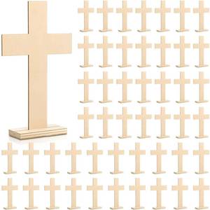 lot 19468 image: Beeveer 48 Pcs Wooden Crosses Unfinished Standing for Baptism DIY,Classic