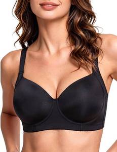 lot 20005 image: zoraflux Women��s Deep V Underwire Bra��Back Smoothing Seamless Bra,4-Way Stretch Nylon Spandex, Invisible T-Shirt Bra for Women Black Size 46C