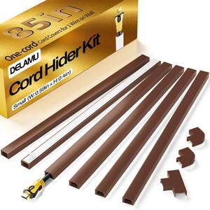 lot 20014 image: Delamu Cord Hider, 85in Cord Covers for Wires on Wall, One-Cord Cable Hider, Self-Adhesive Wire Hiders Wire Covers for TV Cords on Wall, Paintable Cable Cover Management Kit, W0.59 H0.4in, Brown