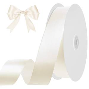 lot 20273 image: woric Ivory Satin Ribbon 1 Inch 50 Yards Cream Ribbon