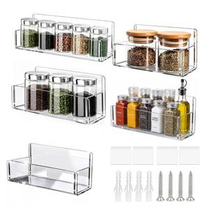 lot 20286 image: KAKUNM 4Pack 9inch Wall Mounted Spice Rack Organizer (Adhesive or Screw)