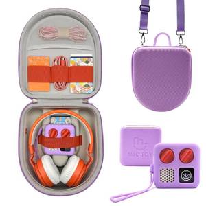 lot 20287 image: Silicone Cover and Travel Case Compatible with Yoto Mini with Headphones, Hard Carrying Case with Shoulder Strap and Adventure Jacket Accessories Set for Yoto Mini, Lavender