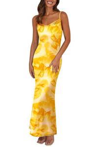 lot 20310 image: PRETTYGARDEN Womens 2026 Summer Floral Spaghetti Strap Maxi Dress Stretch Sexy Bodycon Dress Backless Slip Long Dresses (Yellow Big Floral, Large)