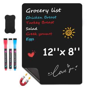 lot 20314 image: MaxGear Magnetic Black Dry Erase Board, 12 x 8 Inch, Chalk Markers Included