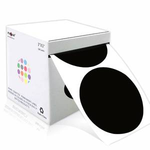 lot 20320 image: PARLAIM 3 Inch Round Permanent Adhesive Color Cod Dot Stickers,500 per Dispenser Box Roll dots Label Inventory Circle Stickers (Black)