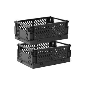 lot 20322 image: Tixill 2-Pack Mini Foldable Plastic Storage Box Mini Plastic Baskets for Organizing and Storage for Home Kitchen Bedroom Bathroom Office. (Black, 5.9x3.8x2.2)