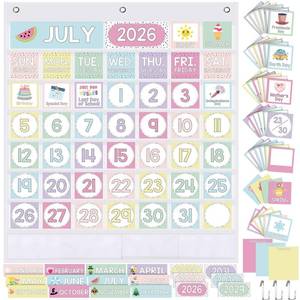 lot 20342 image: Sinload Classroom Calendar Pocket Chart White, Colourful