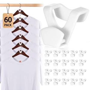lot 20345 image: HOUSE DAY Space Saving Hanger Hooks 60 Pack, White Clothes Hanger Connector Hooks, Heavy Duty Hangers Hook Space Saver, Sturdy Hanger Connector Hook, Premium Cascading Hangers for Closet
