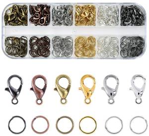 lot 20352 image: KOPOX Lobster Claw Clasps and Open Jump Rings Set, 6 Colors Lobster Clasps for Jewelry Making, Keychains and Bracelet (Open Box, May Be Missing Pieces)