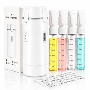 lot 20362 image: 4 in 1 Travel Dispenser Bottle, TSA Approved Leak Proof Refillable Toiletry Containers for Shampoo, Conditioner, Lotion & Skincare �� Easy Clean Travel Bottles for Gym, Business