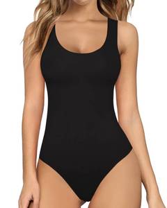 lot 20367 image: MANGOPOP Womens Tank Top Scoop Neck Sleeveless Bodysuit, Black S