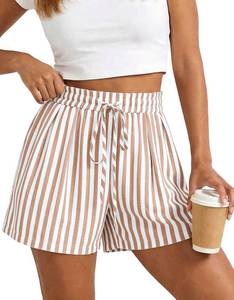 lot 20368 image: PRETTYGARDEN Womens Summer Shorts High Waisted Bottoms, Striped Khaki, S