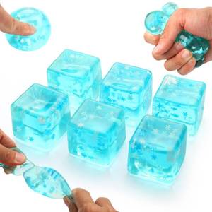 lot 20376 image: 6 Pack Stress Balls Cube with Snowflakes Inside, Sensory Squishy Squeeze Toy Fidget Slow Rise Squishy Balls for Kids and Adults Anxiety Relief, Birthday Gifts Party Favors, Classroom Prizes