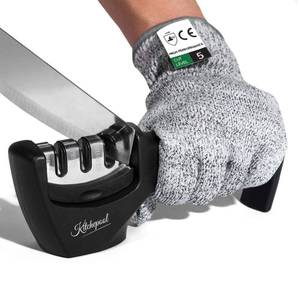 lot 20378 image: 4-in-1 Knife Sharpener Kit with Cut-Resistant Glove, 3-Stage Quality Kitchen Knife Accessories to Repair, Grind, Polish Blade, Professional Knife Sharpening Tool for Kitchen Knives