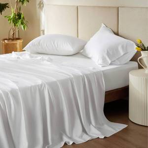 lot 20397 image: Bedsure PureWoven 100% Rayon Derived from Bamboo, Twin Bed Sheets, 3 Pieces