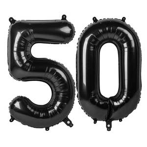 lot 20413 image: Black Number 50 Balloon 40 Inch - 50th Balloon Number Birthday Decorations