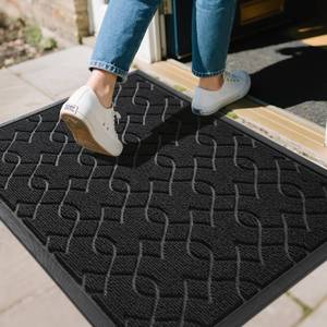 lot 20417 image: Yimobra Outdoor Mats for Front Door 29.5x17, All-Season Waterproof Doormat Outdoor Entrance, Heavy Duty Non-Slip Outside Door Mat for Garage Patio Proch Entryway Indoor, Black