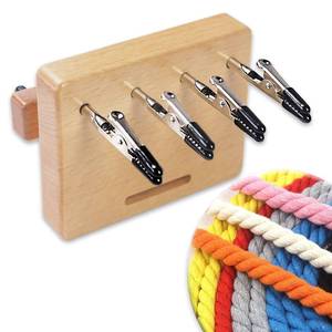 lot 20418 image: Fringe Twister for Quickly Twisting, 4 Clips Wood Cord Maker Tool, Yarn Fringe Twister for Weaving, TasselRope Making Machine