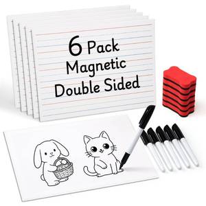 lot 20424 image: GAMENOTE 6 Pack Magnetic Dry Erase Lap Boards, Lined and Blank, 9 x 12 in
