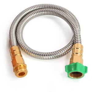lot 20425 image: Metal Short Garden Hose 6 ft, 8 ft, 12 ft Flexible Stainless Steel Leader Hose Extension, Heavy Duty Water Hose Small Lightweight Hose Extender (6FT)