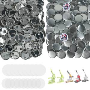 lot 20431 image: Onemorello 200 Sets (800 Pcs Total) 1 in Button Maker Supplies, 25mm  0.98 inch Button Supplies Buttons Parts, 0.98 inch Metal Blank Badge Parts with Blank Paper for Buttons Maker Machine Pin Maker