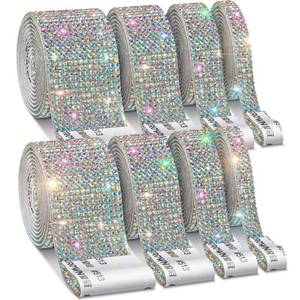 lot 20440 image: 8 Rolls Rhinestone Ribbons,Cludoo 8 Yard Silver Self Adhesive Rhinestone Ribbon, Bling Crystal Diamond Ribbon Roll Wrap Glittering Rhinestones Sticker for Decoration Car DIY Arts Crafts Wedding Party