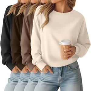 lot 20442 image: Oakgarden 4 Pack Womens Cropped Long Sleeve Baggy Sweatshirts 4Color XL
